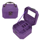 8 square cosmetic case Jewelry Boxes with mirror travel storage For Women