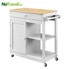 Rubber Wood Top Vegetable Movable Kitchen Island Trolley Cart on Wheels