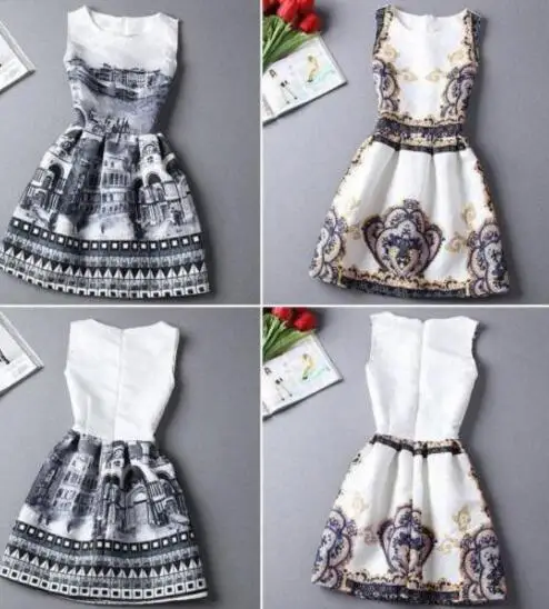 onen 2017 sleeveless printed summer women dresses