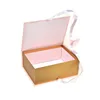 Custom pink packaging paper gift box with ribbon closure