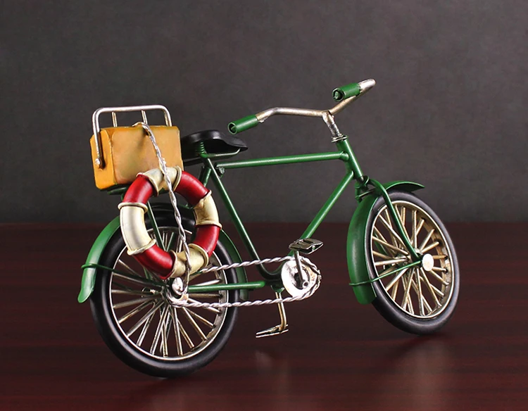 金属工艺品复古自行车模型手工经典行李箱背部自行车玩具家庭桌面装饰