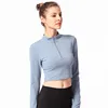 Sports Yoga Wear Long Sleeve T Shirt For Women 1/4 Zipper Dry Fit Fitness Crop Top