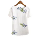 New summer top vintage embroidery floral ladies t shirt women tops womens clothing plus size woman clothes