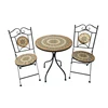 Garden Bistro Table 2 Chairs Metal Furniture Mosaic Design Patio Dining Set