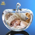 Glass Apple Paperweight Crystal Baby Shower Souvenirs Favors For New Baby Born Wedding Birthday Christmas Gifts