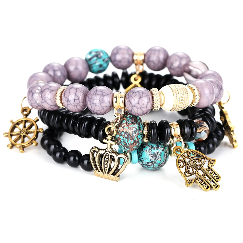 Fashion Bracelet Jewelry Women's Multistrand Acrylic Turquoise Acrylic Beads Beaded Bracelet Crown Hand Rudder Charm Bracelet, 5 colors
Fashion Bracelet Jewelry Women's Multistrand Acrylic Turquoise Acrylic Beads Beaded Bracelet Crown Hand Rudder Charm Bracelet, 5 colors