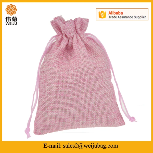 small jute drawstring bag for gift packaging