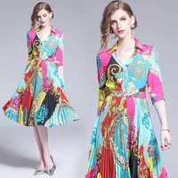 European and American Women Clothing Fashion 2019 Retro Vintage Floral Print Pleated Chiffon Midi Dresses
European and American Women Clothing Fashion 2019 Retro Vintage Floral Print Pleated Chiffon Midi Dresses