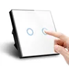 EU Style Touch Panel Lights 2Gang Switch With Crystal Glass Material Elgent Design Lights 2Gang Waterproof Switch