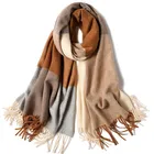 Hot Sale Cashmere Pashmina Lady Plaid Tassel Scarf 100% Acrylic