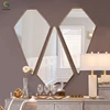 Diamond shape modern hotel 3d art glass mirror metal home wall decor