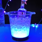 personalized custom 5L blue color plastic double handle nightclub light up led ice bucket for beer wine champagne
