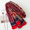 Wholesale Fashionable Long Red Printing Tassel Polyester Scarf For Female