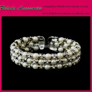 rhinestone pearl wide bangles