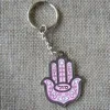 Promotion Custom Soft Enamel Pink Hamsa Hand Blessing Pendant Keychain