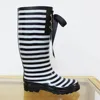 Women Rubber Rain Boots Mid Calf Waterproof Wellies Rainboots High Knee Shoes