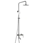 Rvs douche set drie functies 8 "rain douche verstelbare handheld douche bad uitloop geborsteld afwerking badkamer