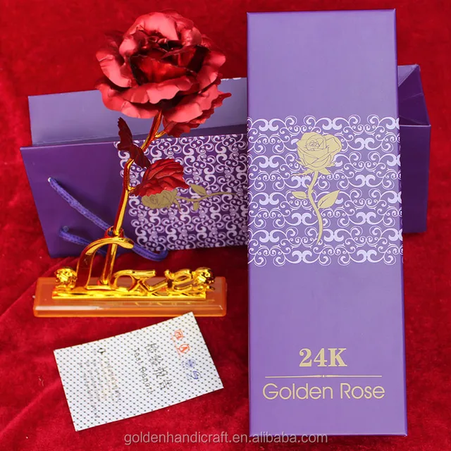 wholesale valentines day gifts artifical golden rose 24k with