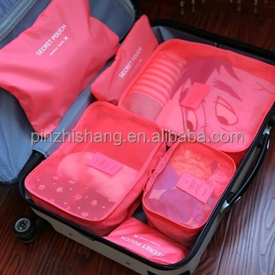 Portable Foldable 6 Piece Organizer Travel Organizer Luggage Clothes Bags Nylon Underwear Organizer Storage Bag Set