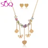 New Arrival Fashion Gold Plated Colorful Stone Beads Bridal Jewelry Set