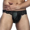 Black Leather underwear men sexy lace panty