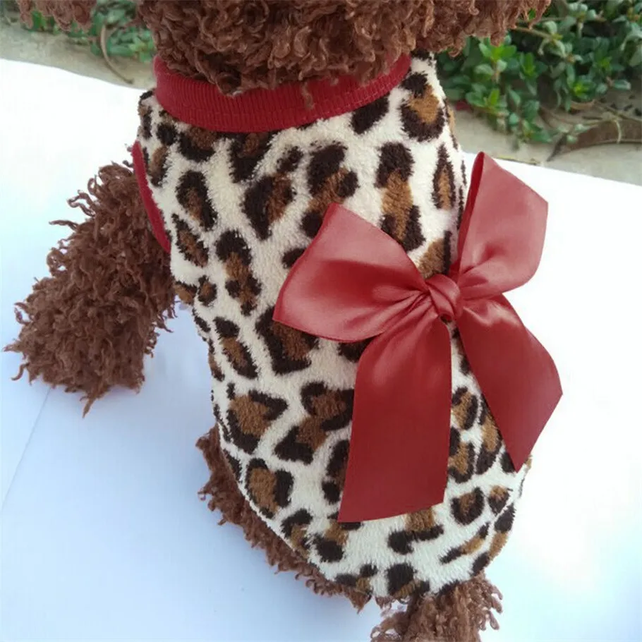 New Pet Dog Puppy Cat Winter Leopard Clothes Cute T-Shirt Soft Warm Coat hot selling