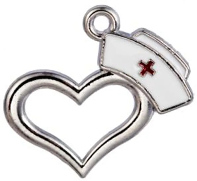 Enamel Heart Shape Nurse Charms Medical Hat Charms Pendant 
Enamel Heart Shape Nurse Charms Medical Hat Charms Pendant