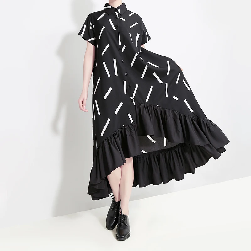 New 2019 women's summer long black striped shirt dress casual dress women clothing 5050
New 2019 women's summer long black striped shirt dress casual dress women clothing 5050