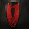 Red necklace for women,crystal glass seed bead necklace designs