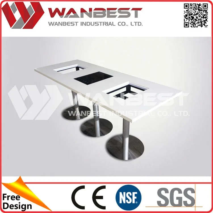 DT-052 White  6 People Stone   Hot Pot Table With Stainless Steel Leg.jpg