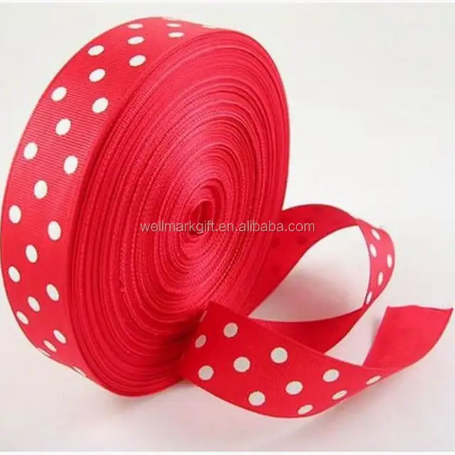wholesale gift wrap decoration woven satin polka dots red ribbon