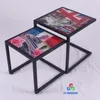 Metal glass nesting side end table sets with optional printing design wholesale