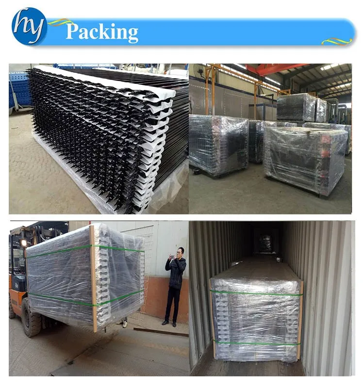 ISO 9001 Aluminum Fence, Black Steel Privacy Tubular panels and gates, Steel Wrought Iron Fence
