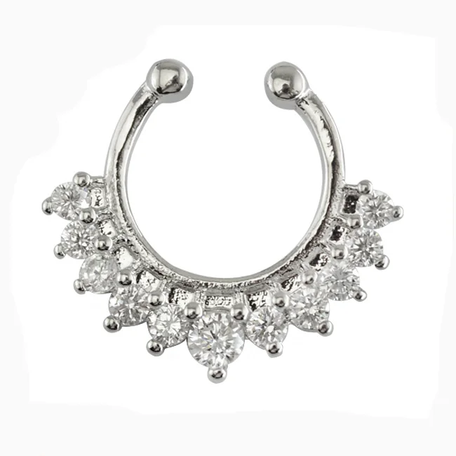 NR01215 Fashion body piercing jewelry wholesale fake septum crystal nose rings, Steel
NR01215 Fashion body piercing jewelry wholesale fake septum crystal nose rings, Steel