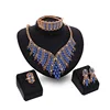 Women Fashion African Jewelry Sets Resin Blue Pendant Statement Luxury Saudi 18K Gold Plated Dubai Wedding Bridal Jewelry Set