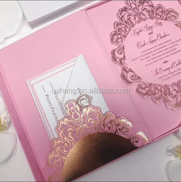 personalized extravagant romantic pink hardboard box wedding
