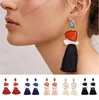 New national style Velvet tassel retro precious stones resin women earrings jewelry