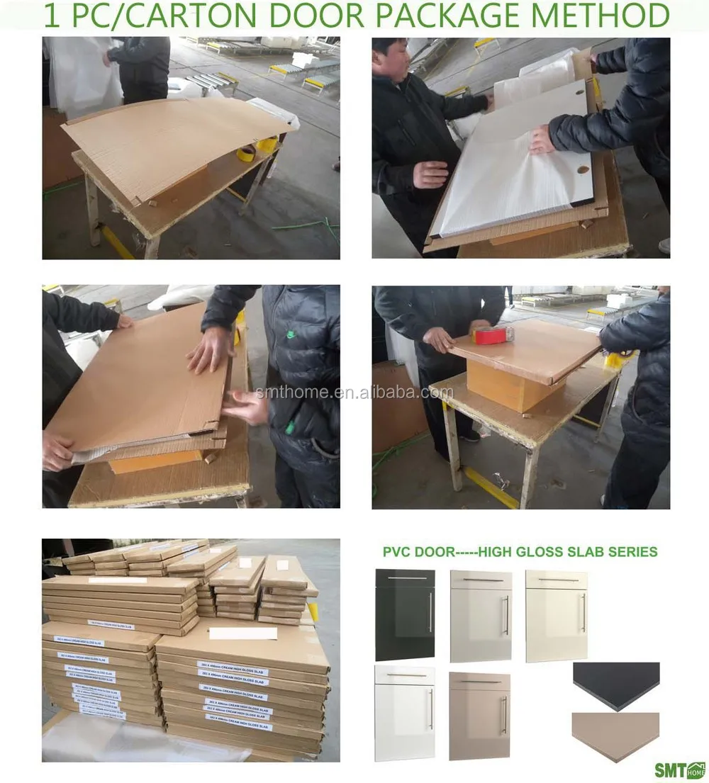 New High Gloss Black Handleless Replacement Kitchen Doors And