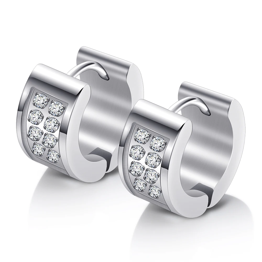 

Fashion Stainless Steel Jewellery Earing for Women White CZ Cubic Zirconia Hoop Earings Design Wedding Earring Brinco Bijoux