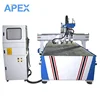 Three Processes Multi Head Cnc Router Cutting Wood Machine With One Spindle Make Side Hole