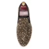 Luxury Evening Party Gold Crystals Men's Suede Crafted Slip-on Shoes