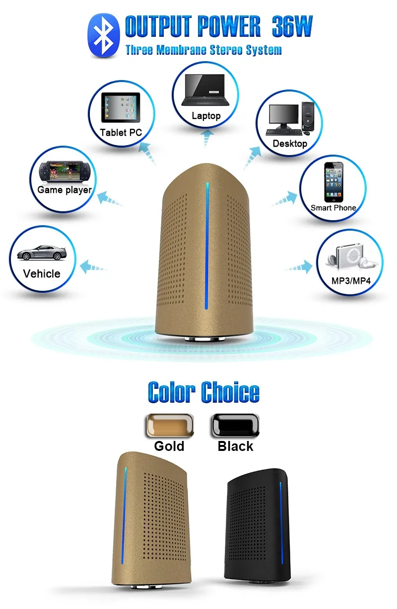 outdoor portable mp3 nfc bluetooth vibration speakers with led light