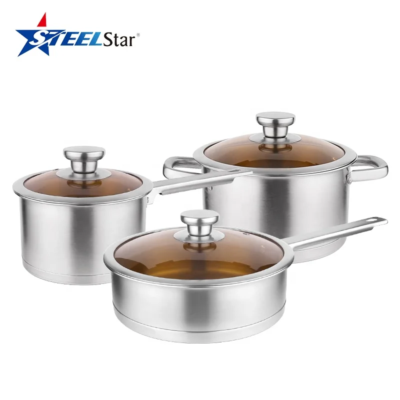 Stainless Steel 6 Piece Cookware Sets cookset of 6 Mulit size pot set with cover
Stainless Steel 6 Piece Cookware Sets cookset of 6 Mulit size pot set with cover