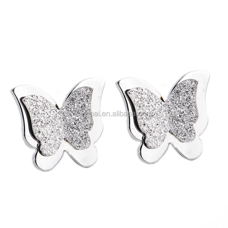 Romantic Butterfly Necklace Earring Jewelry Sets,Fashion Stainless Steel Women Engagement Accessories