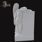 High quality white carved marble cemetery angel statues headstone