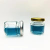 Hexagon shape shot mini glass jar and lid for honey 1.5oz 45ml whole sale