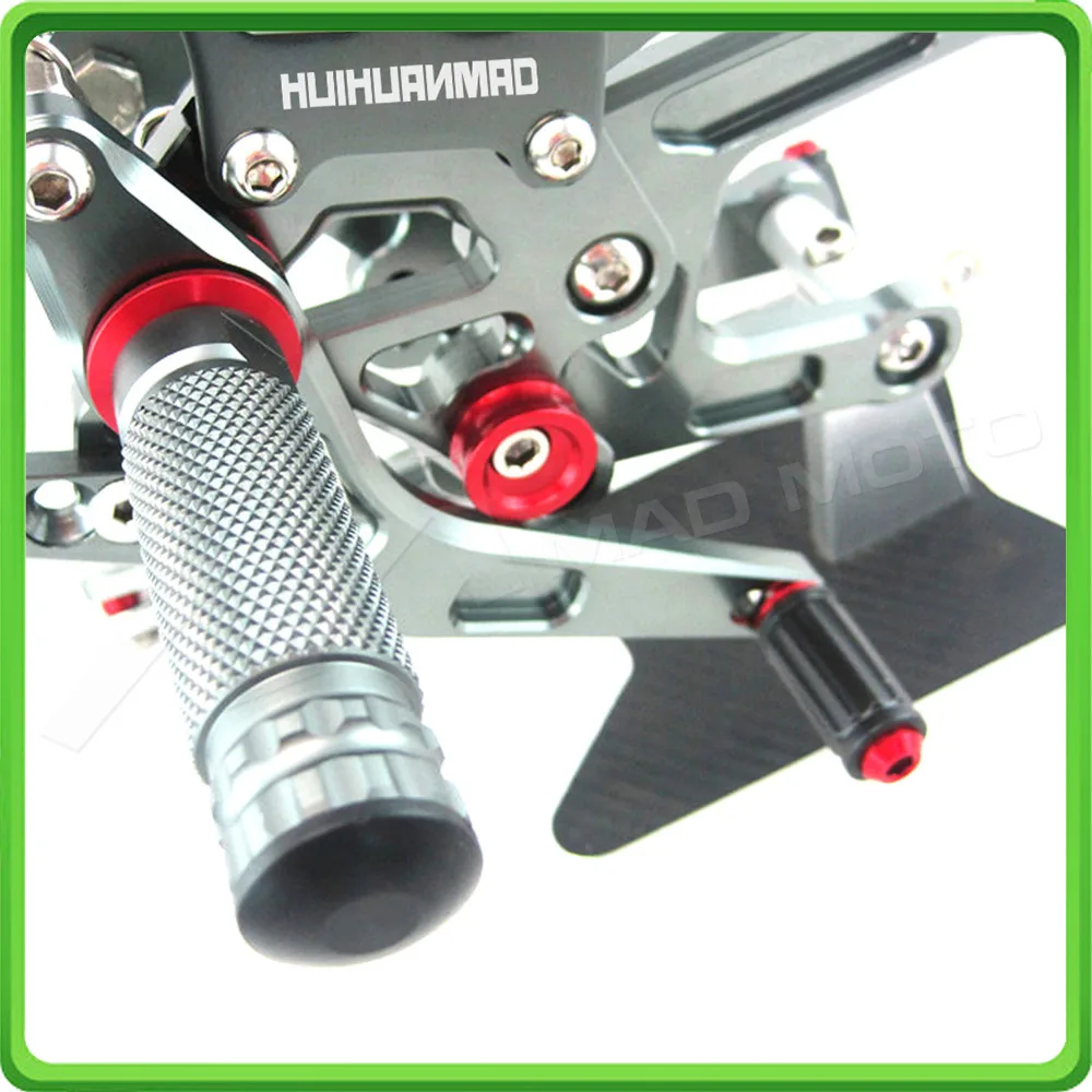 Adjustable Rear Sets Rearset Footrest Foot Rest Pegs fit for Yamaha R6 YZF-R6 2006 2007 2008 2009 2010 2011 2012 2013 2014 Gray (6)