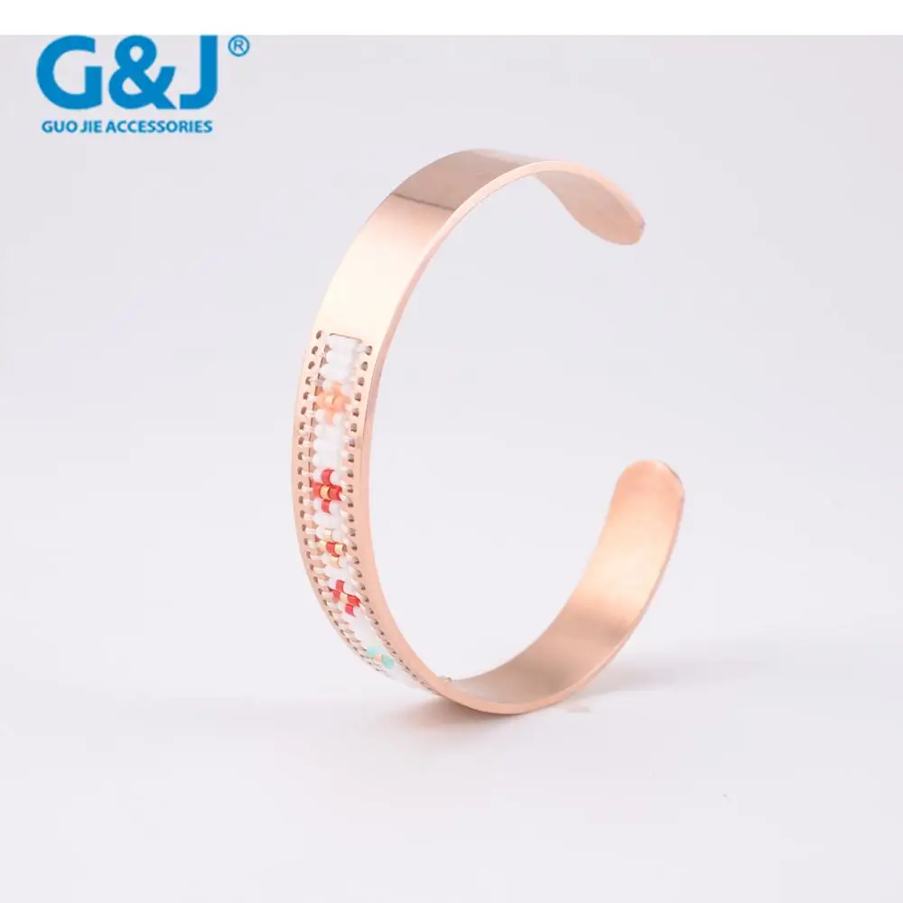 GuoJie brand wholesale fashion jewelry 18k gold plated bangles stainless steel bangle bracelets