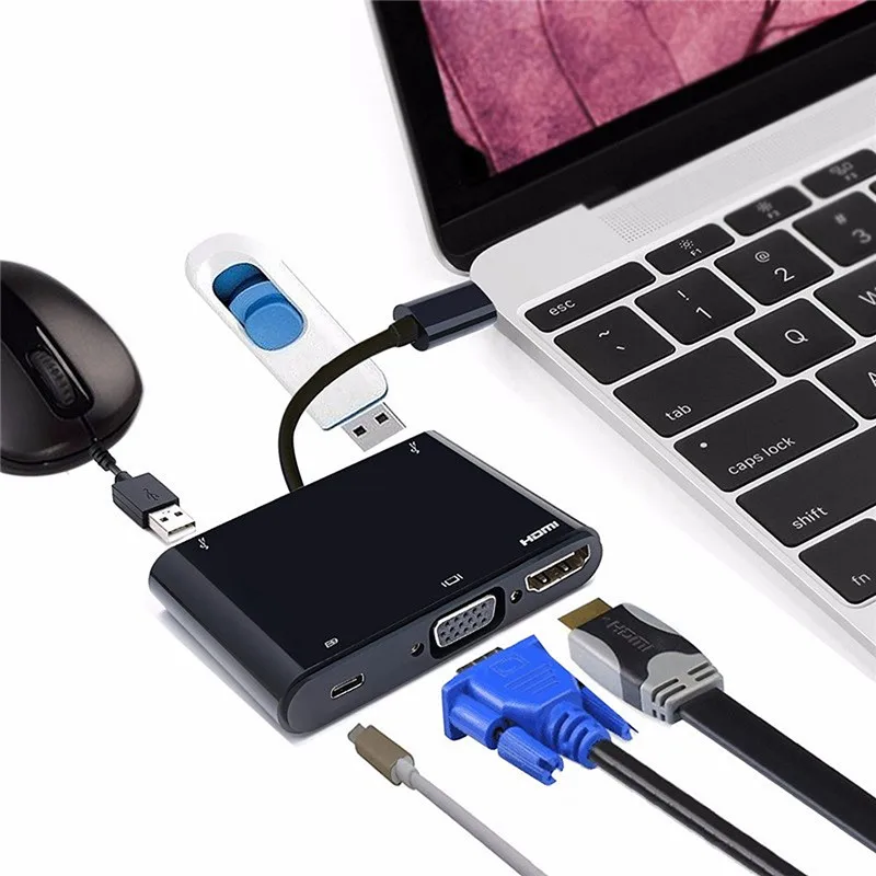 Type C USB 3.1 Hub Male to USB3.0 VGA Female Cable Adapter Charger Cable Adapter for Apple for Macbook Pro Type C Devices
Type C USB 3.1 Hub Male to USB3.0 VGA Female Cable Adapter Charger Cable Adapter for Apple for Macbook Pro Type C Devices