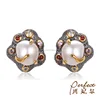 Latest Design Women 925 Sterling Silver Stud Artificial Pearl Earrings